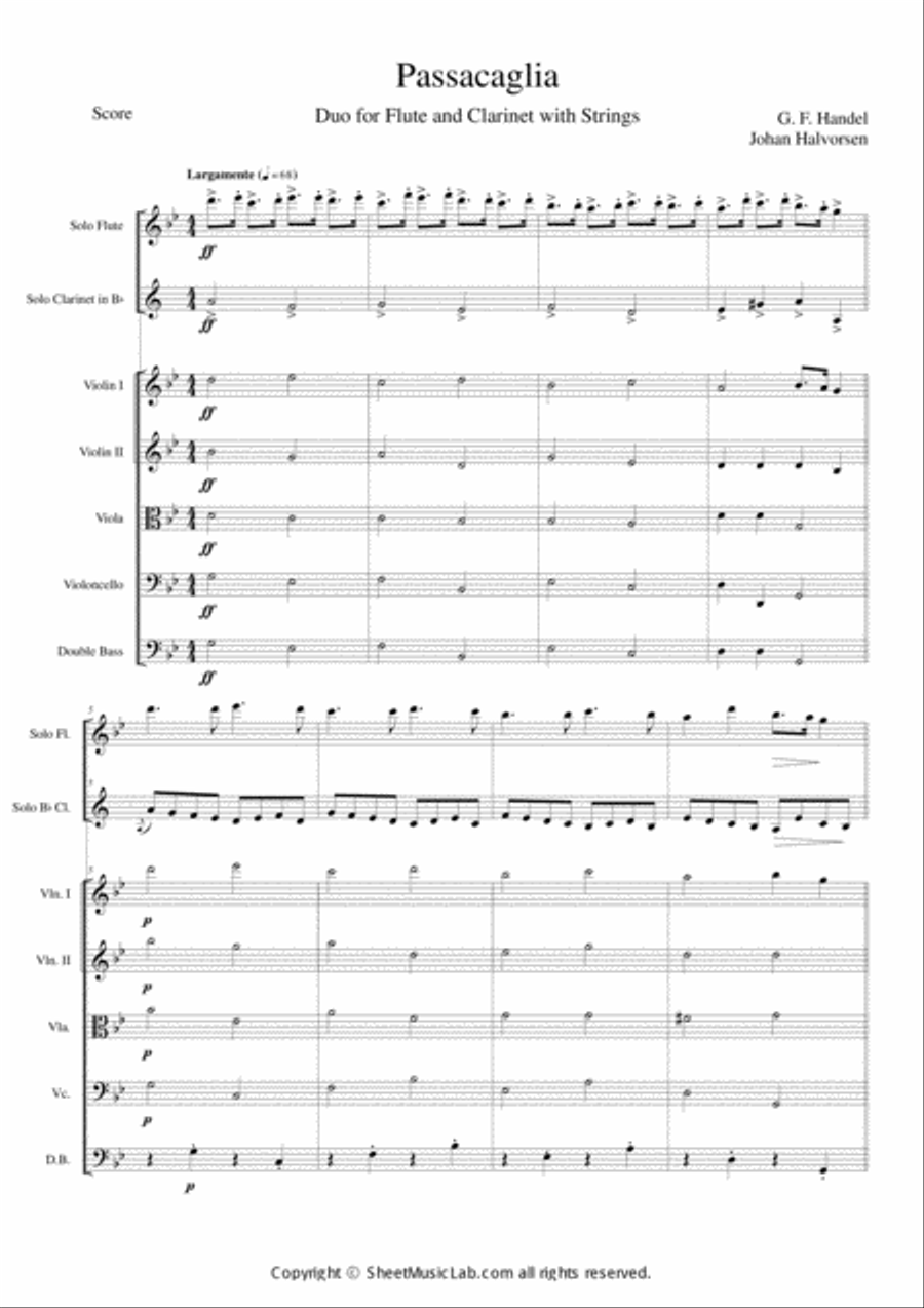 Passacaglia Clarinet Solo scores gallery preview page 1
