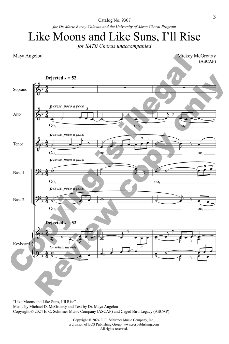 Like Moons and Like Suns, I'll Rise 4-Part scores gallery preview page 3