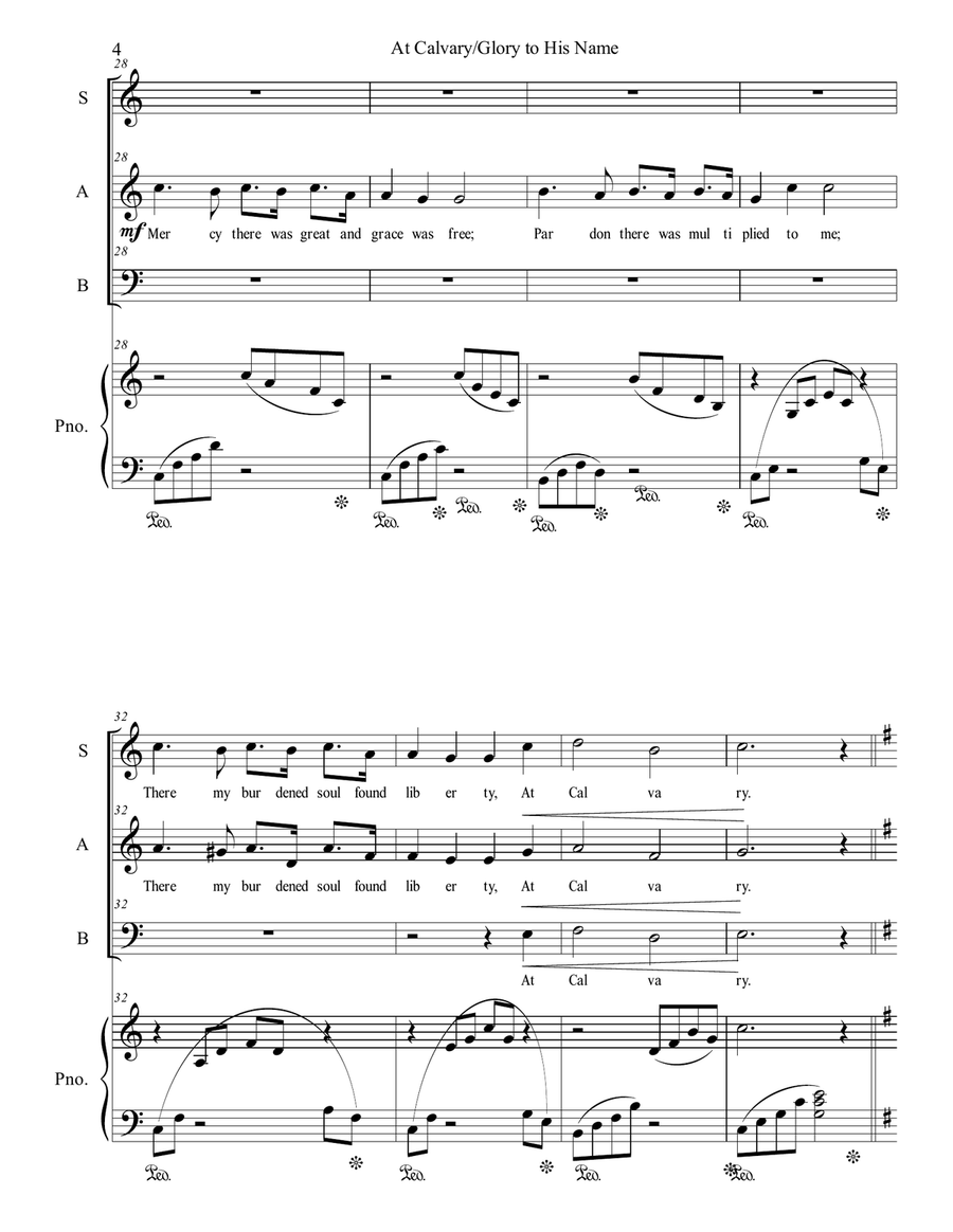 At Calvary and Glory to His Name - A Medley 3-Part scores gallery preview page 4