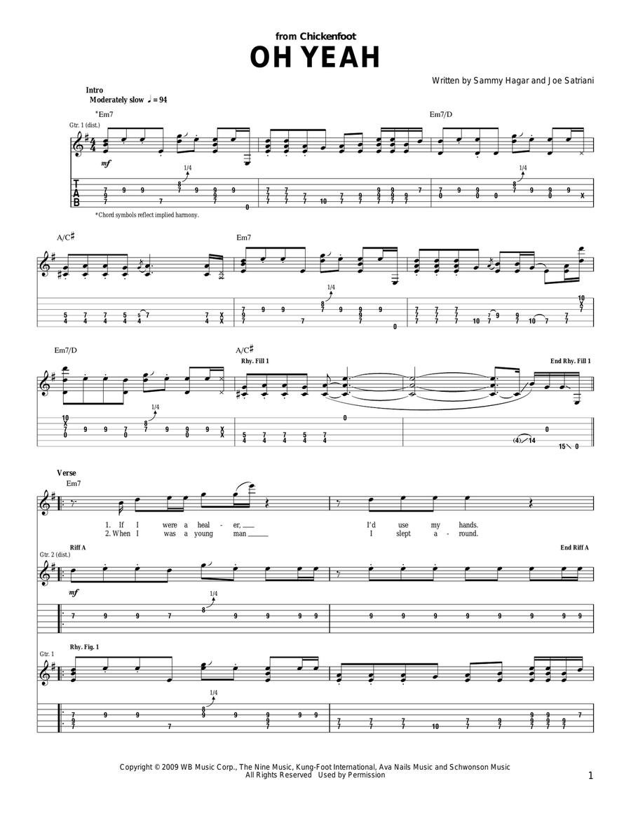 Oh Yeah Acoustic Guitar scores gallery preview page 1