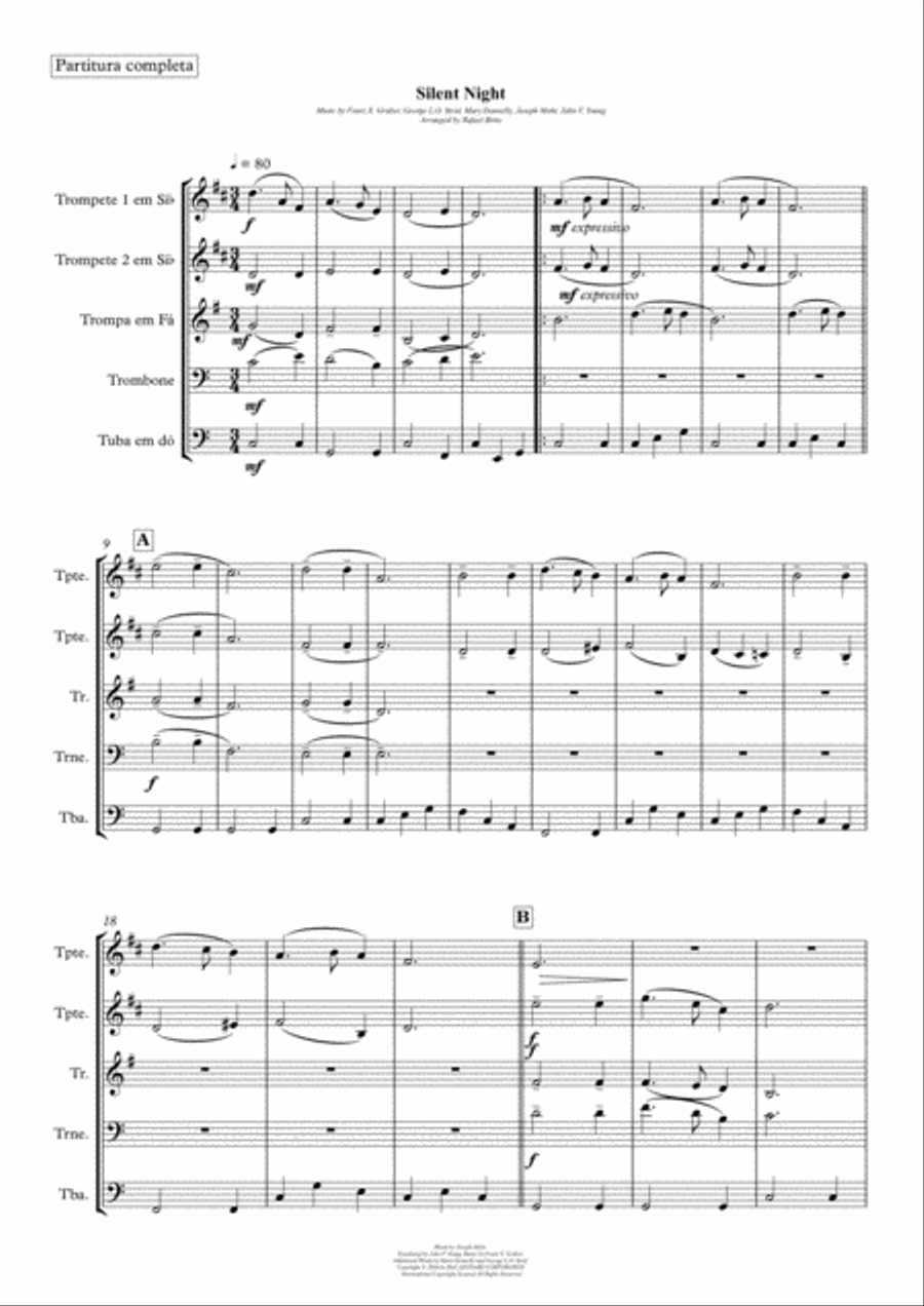Silent Night Brass Ensemble scores gallery preview page 1