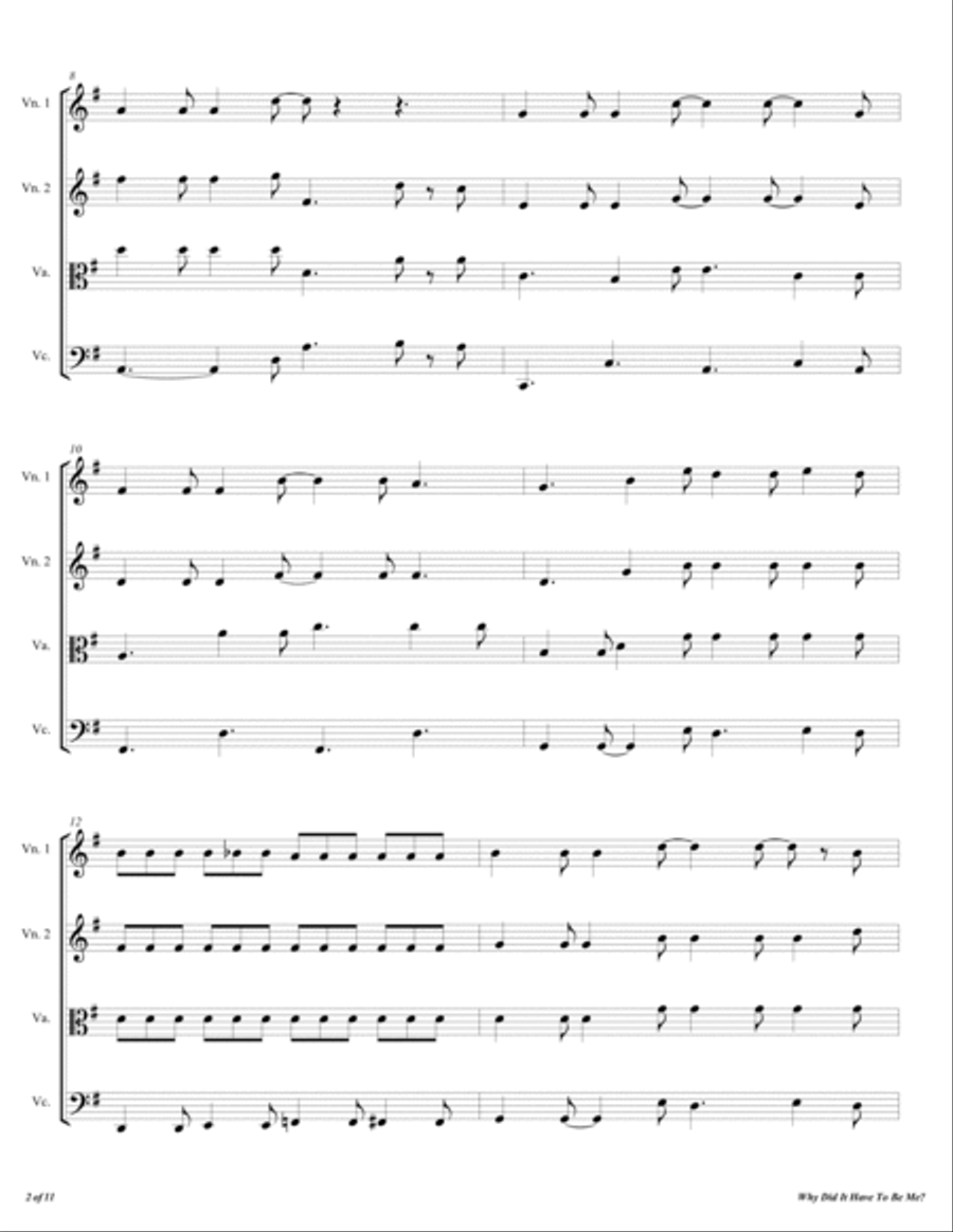 Why Did It Have To Be Me? String Quartet scores gallery preview page 3