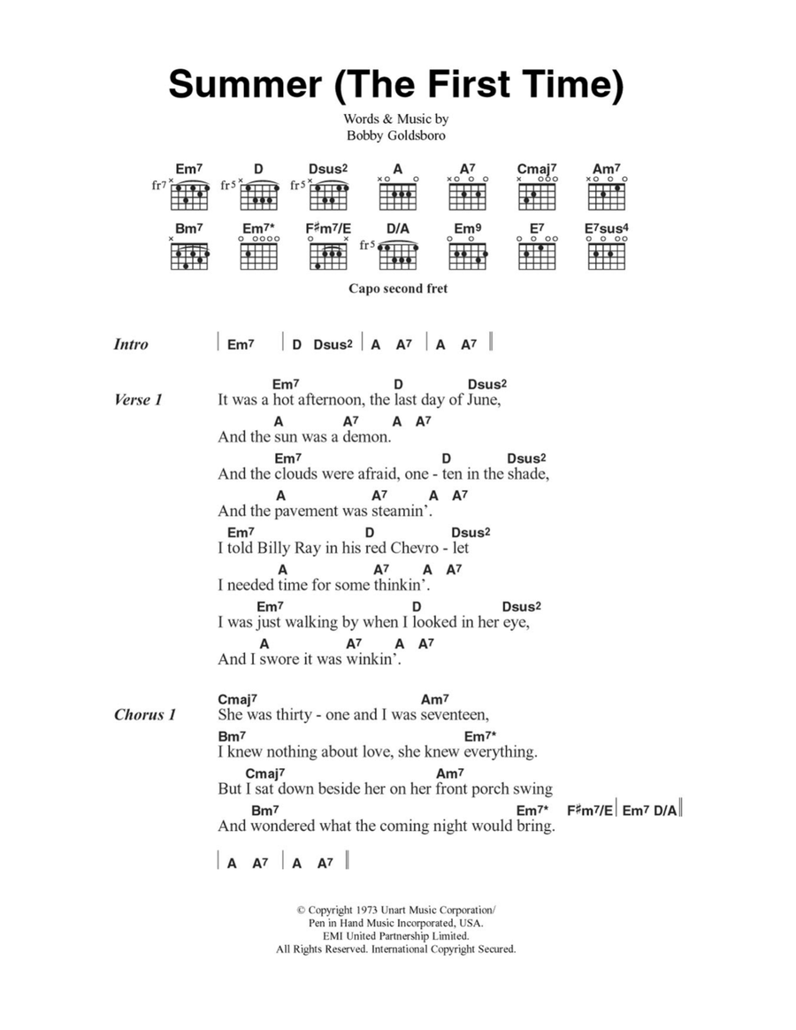 Summer (The First Time) Acoustic Guitar scores gallery preview page 1