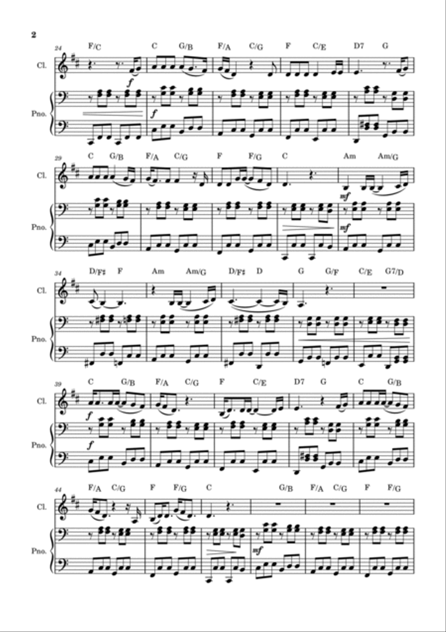 Piano Man B-Flat Clarinet scores gallery preview page 2
