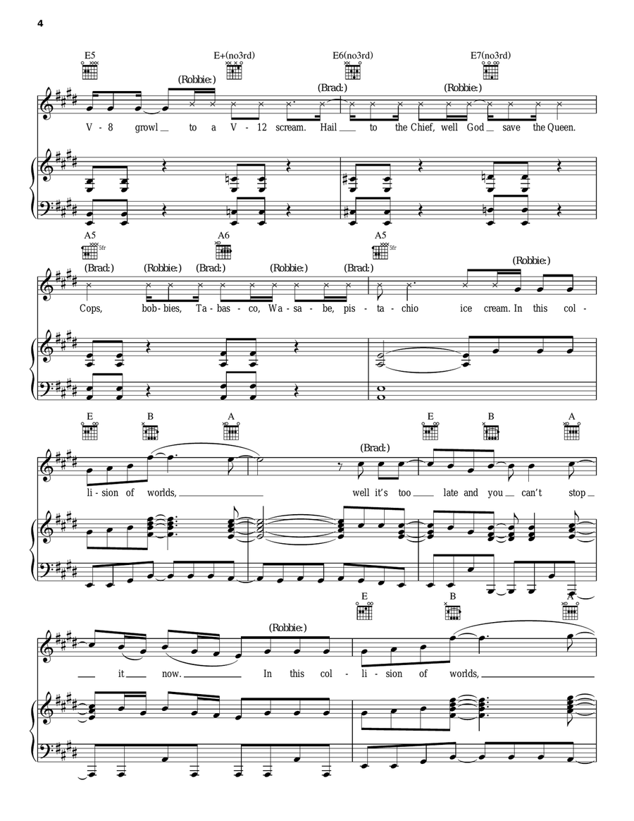 Collision Of Worlds Piano, Vocal, Guitar scores gallery preview page 4
