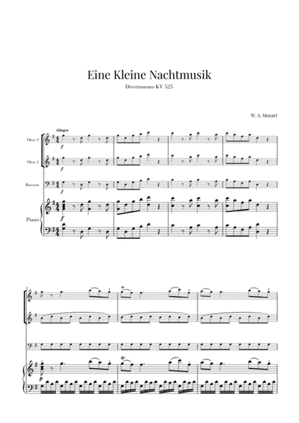 Eine Kleine Nachtmusik for 2 Oboes, Bassoon and Piano image number null