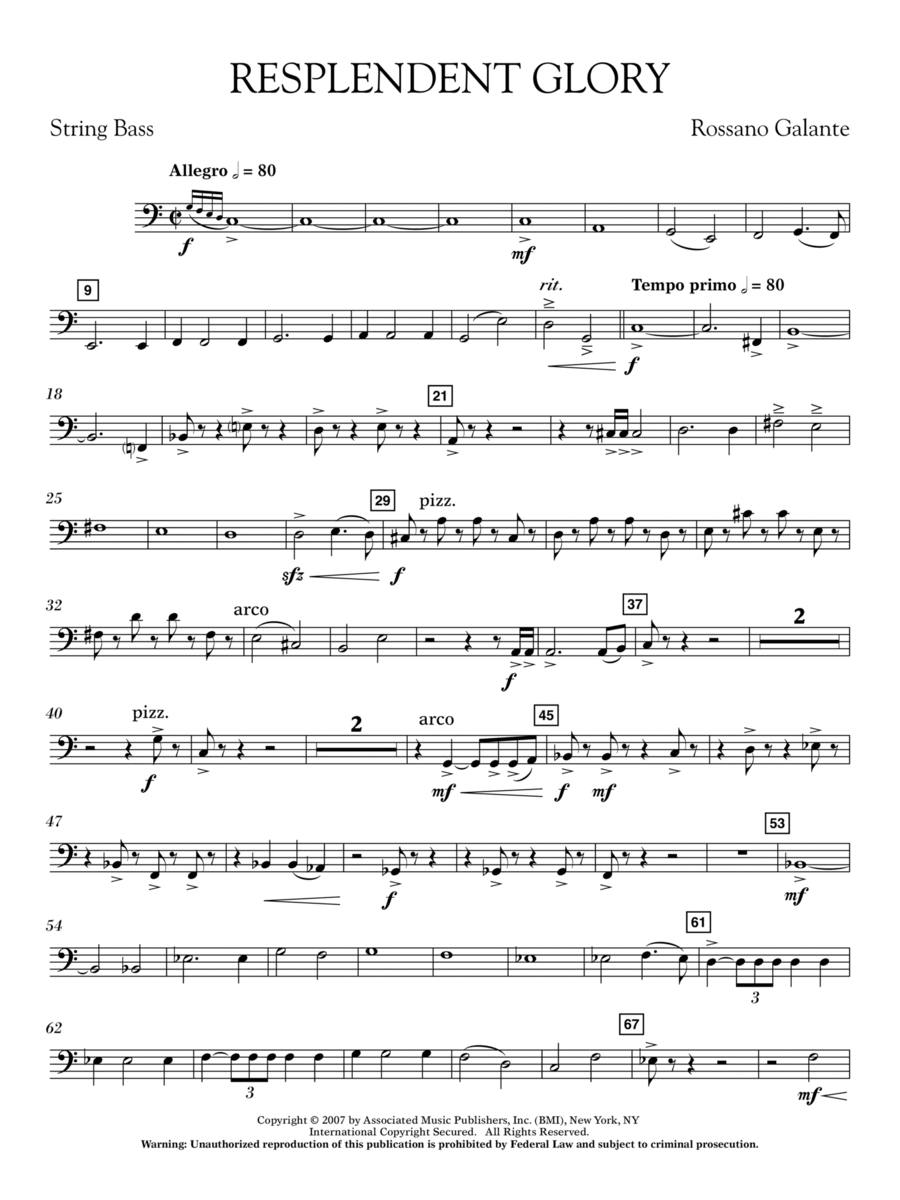 Resplendent Glory - String Bass Concert Band scores gallery preview page 1