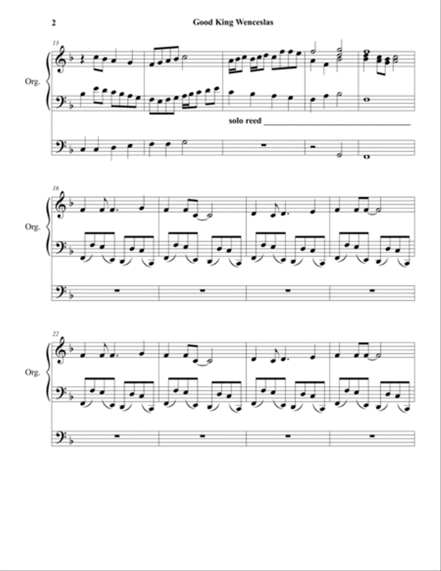 Good King Wenceslas Organ Solo scores gallery preview page 2