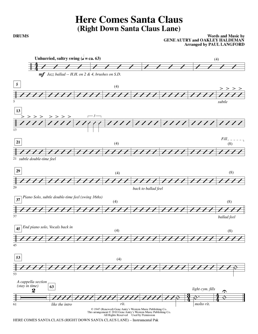 Here Comes Santa Claus (Right Down Santa Claus Lane) Choir scores gallery preview page 1