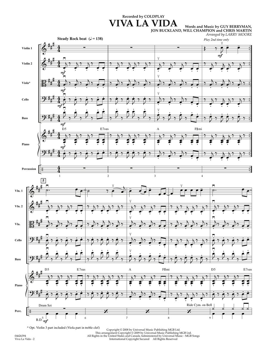 Viva La Vida - Full Score Orchestra scores gallery preview page 2