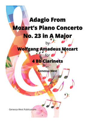 Book cover for Adagio From Mozart's Piano Concerto in A Major For 4 Bb Clarinets