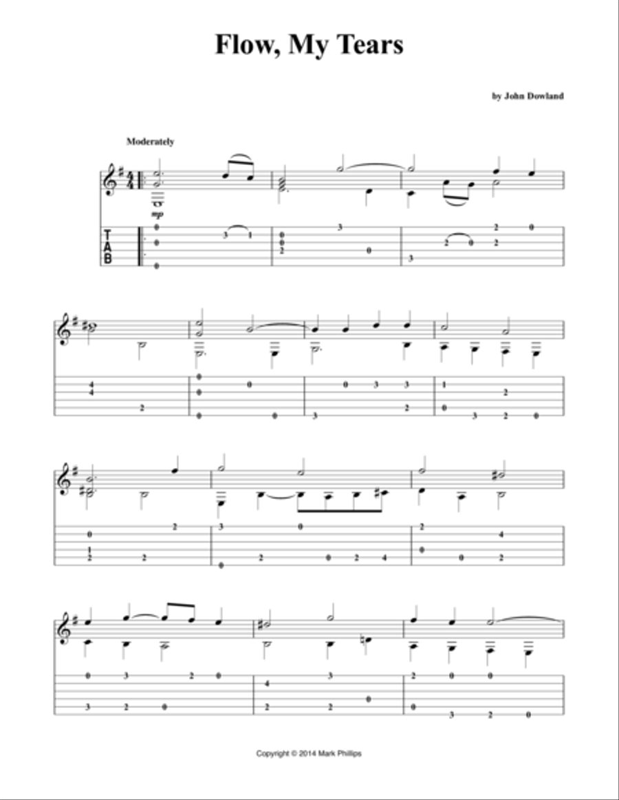 Flow, My Tears Classical Guitar scores gallery preview page 1