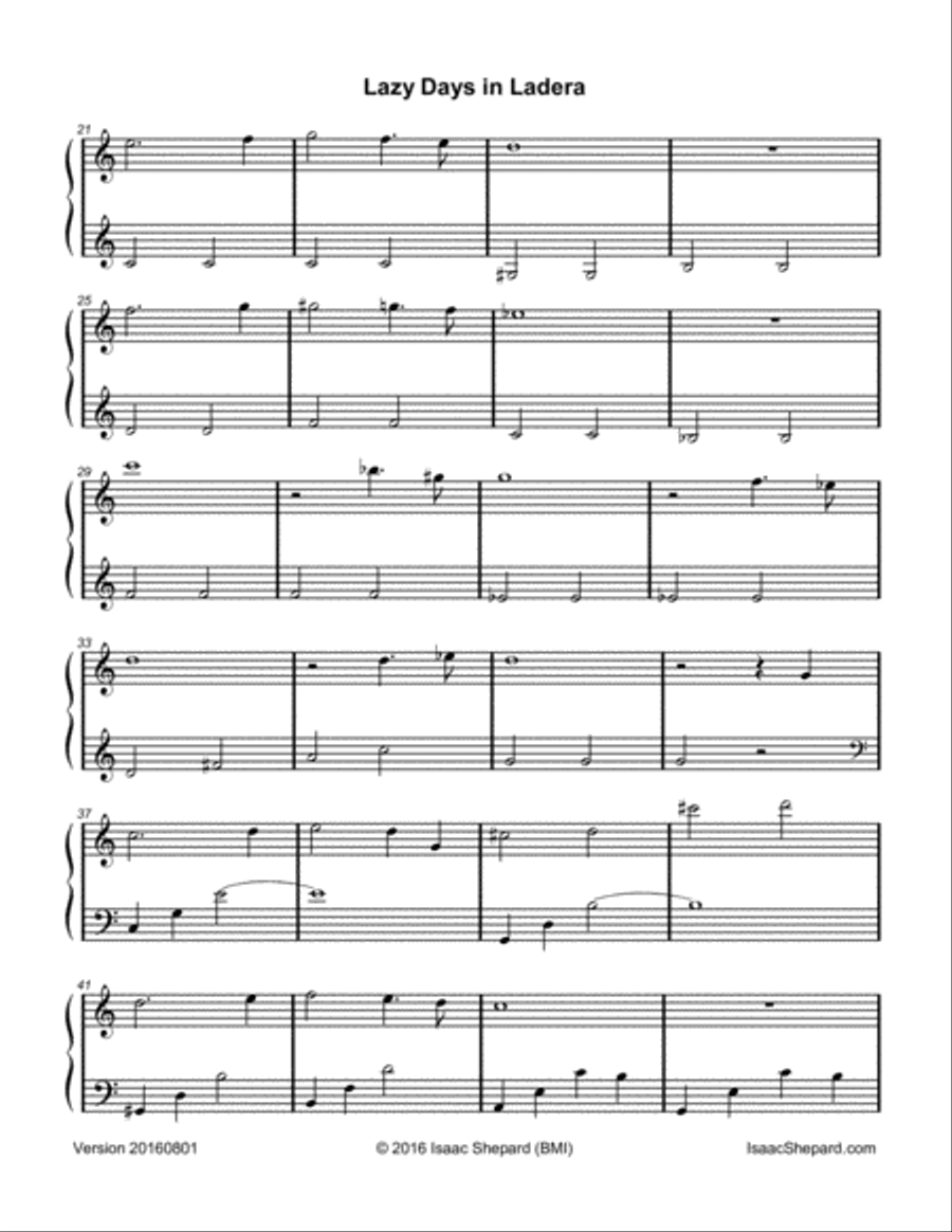 Lazy Days in Ladera Piano Solo scores gallery preview page 3