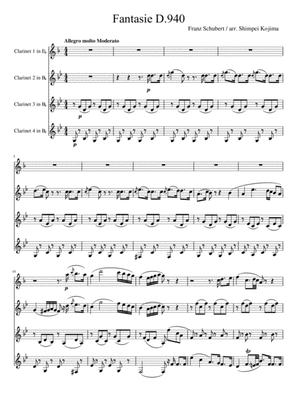 Schubert : Fantasie f-moll D.940 (for clarinet quartet)