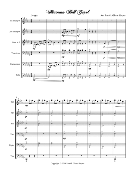 Ukrainian Bell Carol - For Brass Ensemble image number null