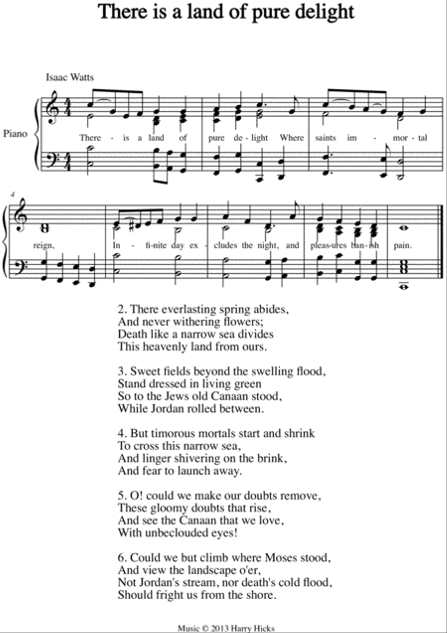 There is a land of pure delight. A new tune to a wonderful Isaac Watts hymn. Unison Choir scores gallery preview page 1