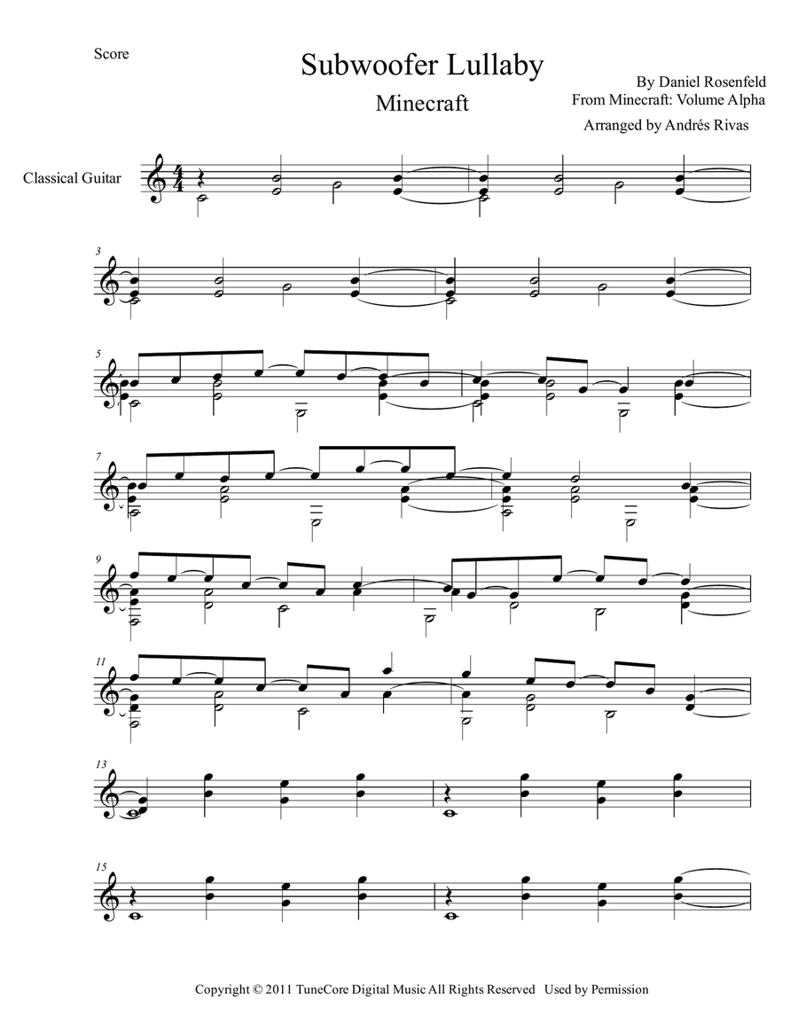 Subwoofer Lullaby Acoustic Guitar scores gallery preview page 1