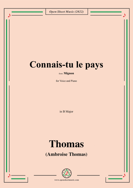 A. Thomas-Connais-tu le pays,from Mignon,in B Major,for Voice and Piano image number null