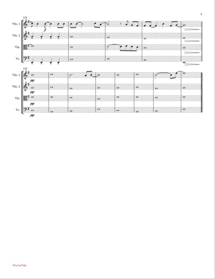 Viva La Vida String Quartet scores gallery preview page 5
