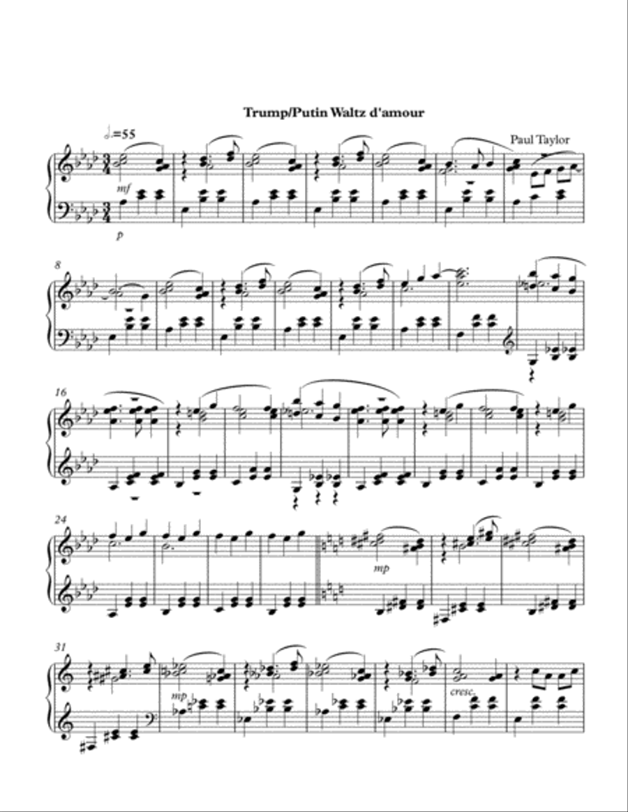 Trump/Putin on the style (Waltz) Piano Solo scores gallery preview page 1