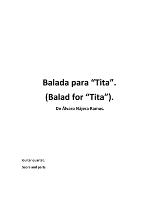 Book cover for Balad for Tita. Guitar quartet story.