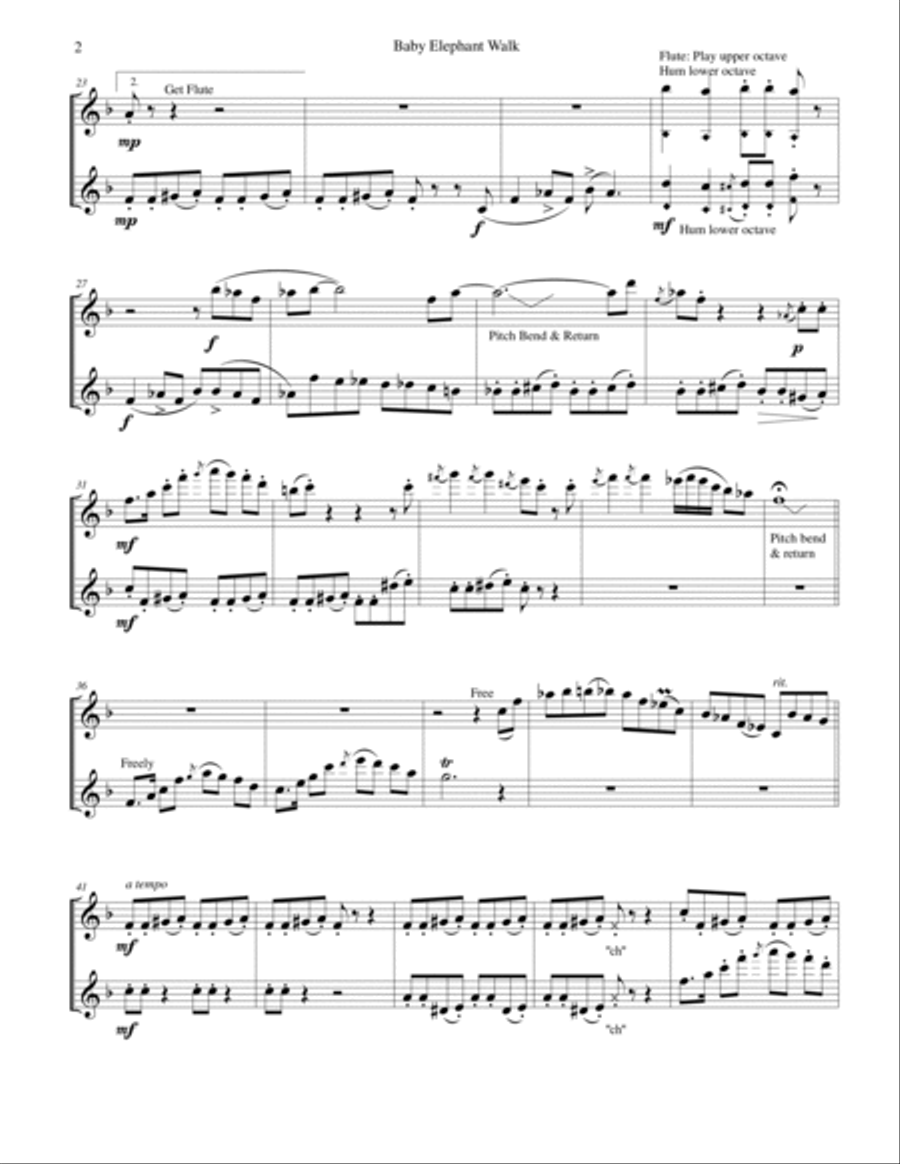 Baby Elephant Walk from the Paramount Picture HATARI! Flute Duet scores gallery preview page 3