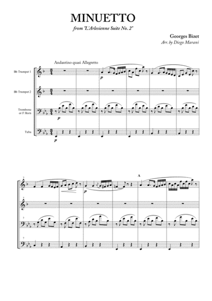Minuetto from "L'Arlesienne Suite No. 2" for Brass Quartet image number null