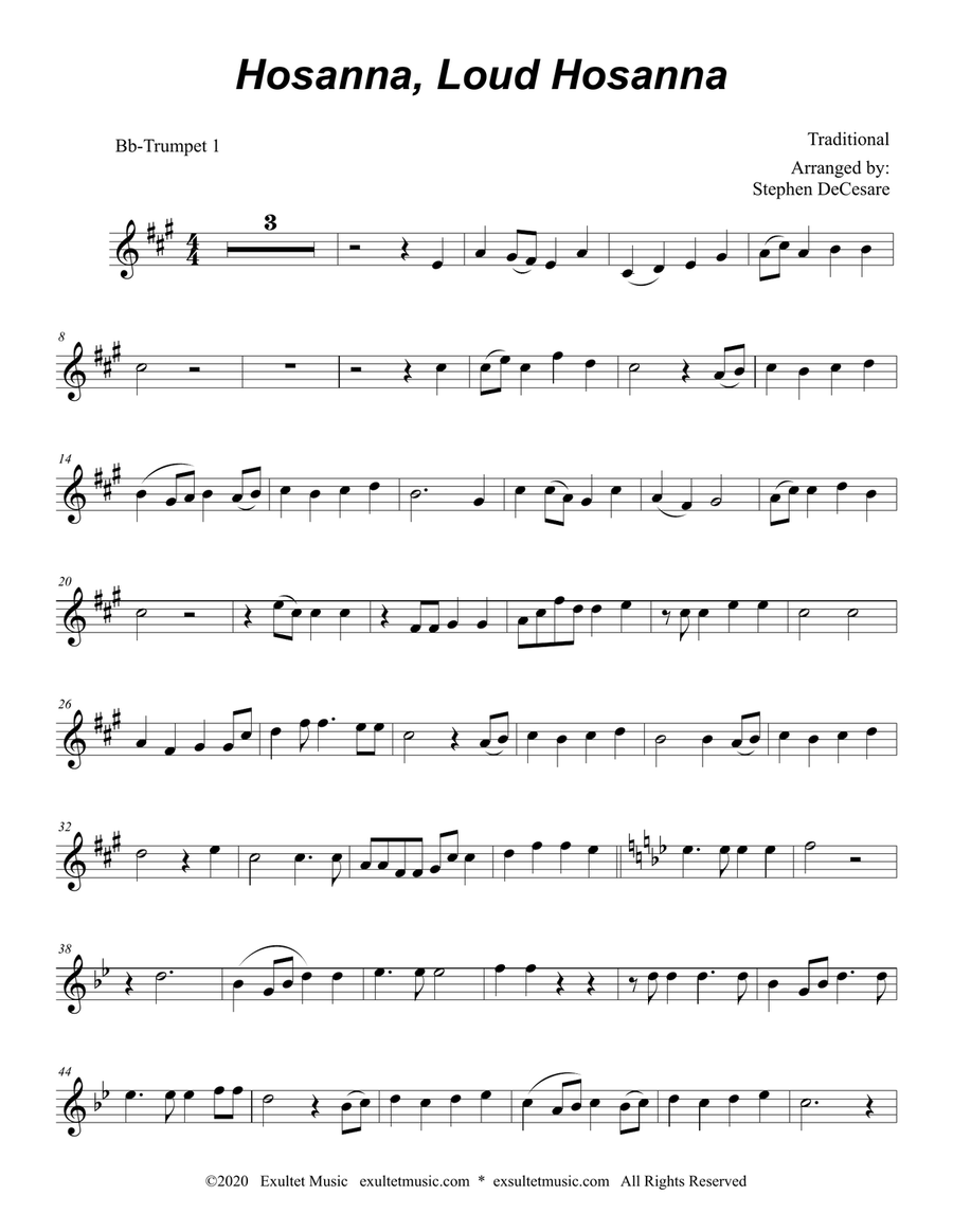 Hosanna, Loud Hosanna (Duet for Bb-Trumpet - Piano accompaniment) Trumpet Duet scores gallery preview page 5