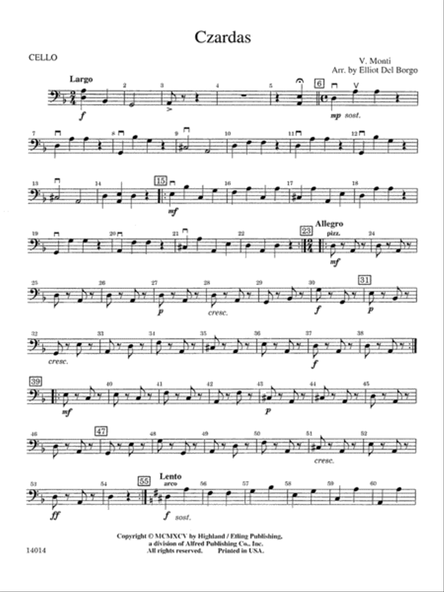 Czardas: Cello String Orchestra scores gallery preview page 1