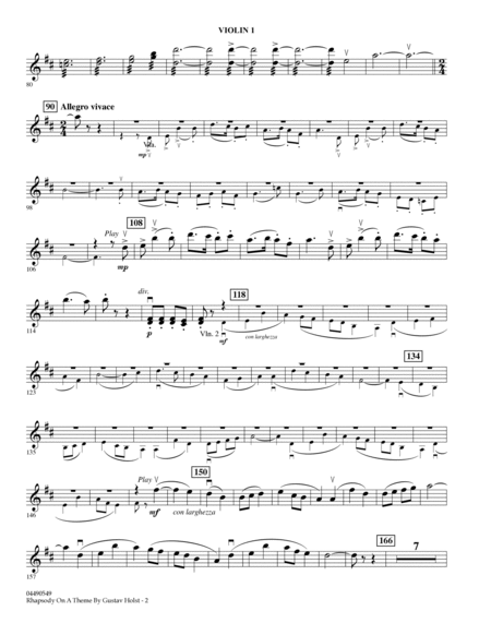 Rhapsody On A Theme by Gustav Holst - Violin 1