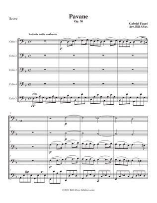 Book cover for Pavane by Gabriel Fauré for Cello Quintet