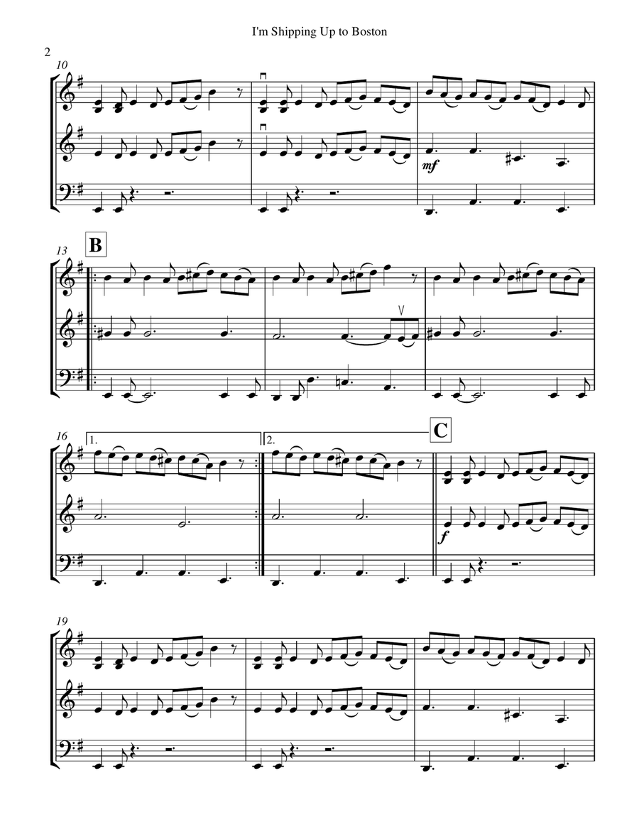 I'm Shipping Up To Boston String Trio scores gallery preview page 3