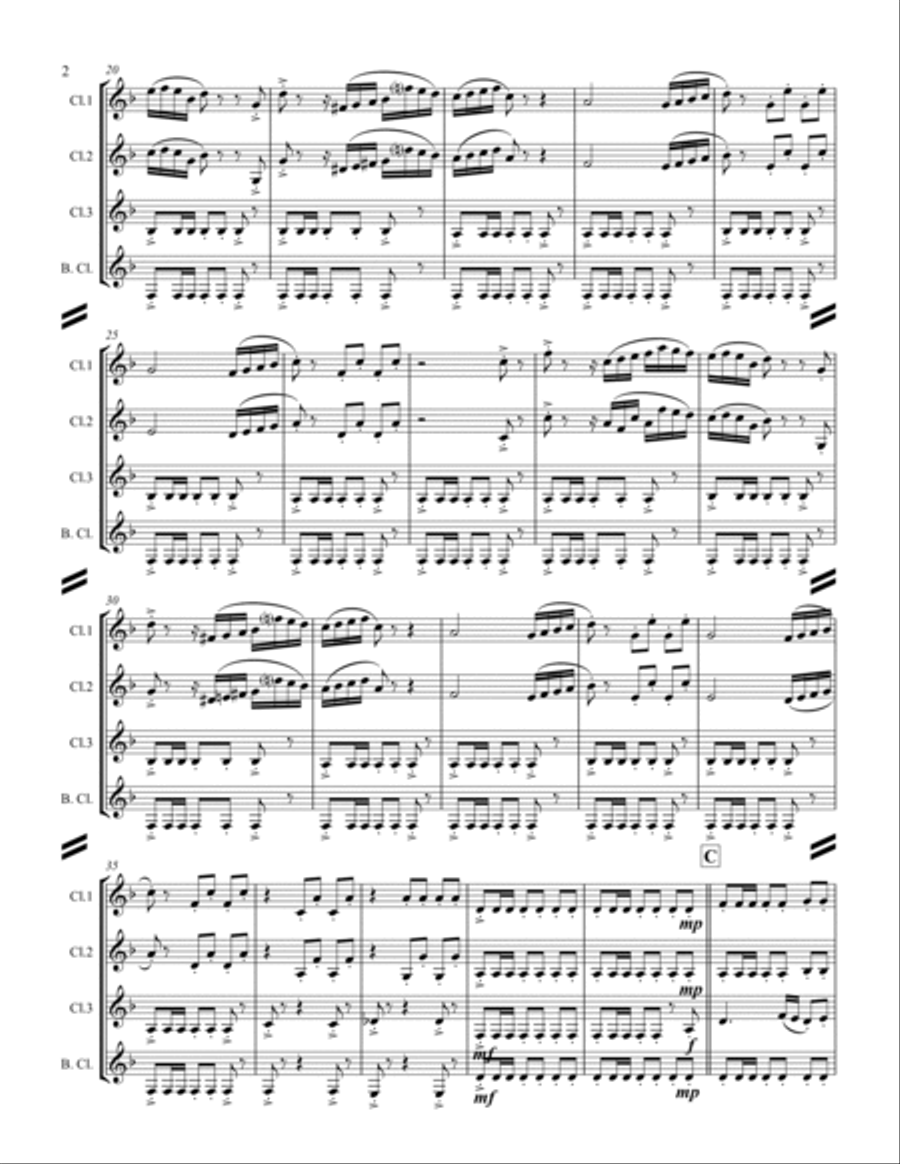 Tchaikovsky – Danse Espagnole (Spanish Dance) from Swan Lake (for Clarinet Quartet) Clarinet Quartet scores gallery preview page 3
