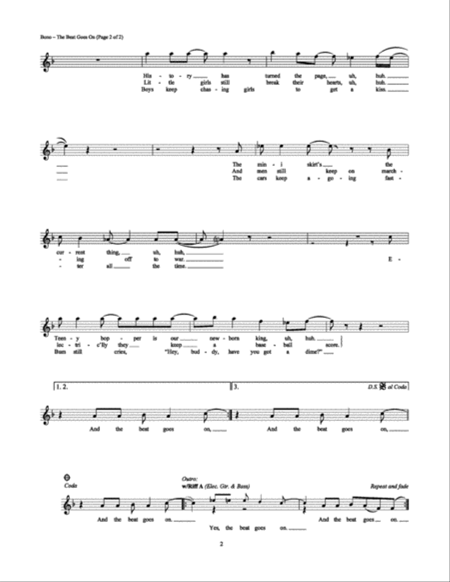 The Beat Goes On The Beat Goes On Electric Guitar scores gallery preview page 2