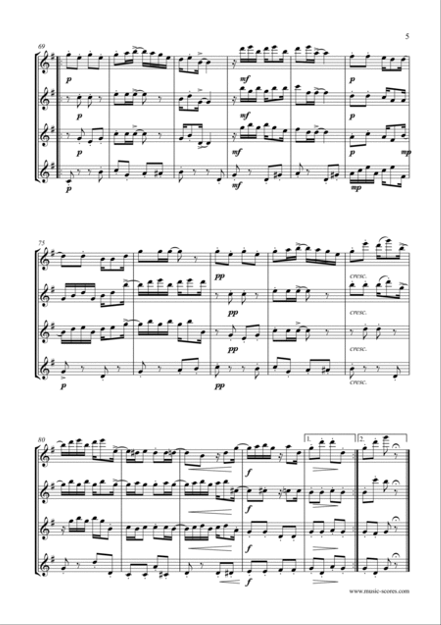 Maple Leaf Rag - Flute Quartet Flute Quartet scores gallery preview page 5