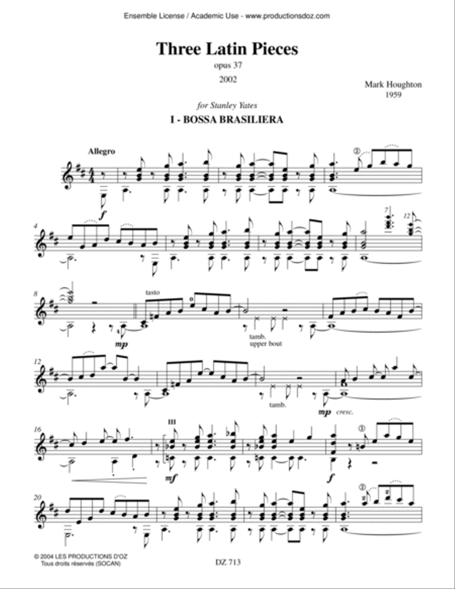 Three Latin Pieces Classical Guitar scores gallery preview page 2