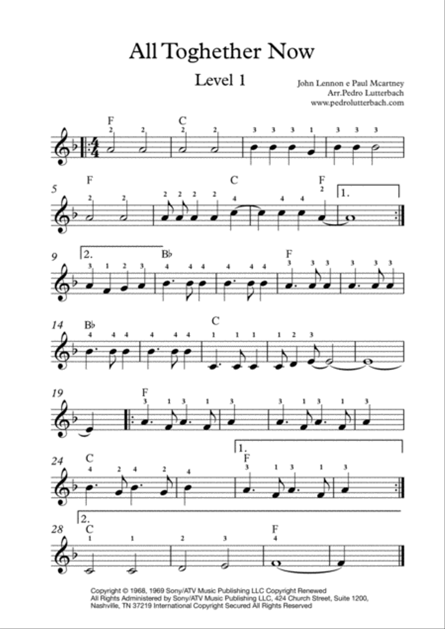 All Together Now Easy Piano scores gallery preview page 1