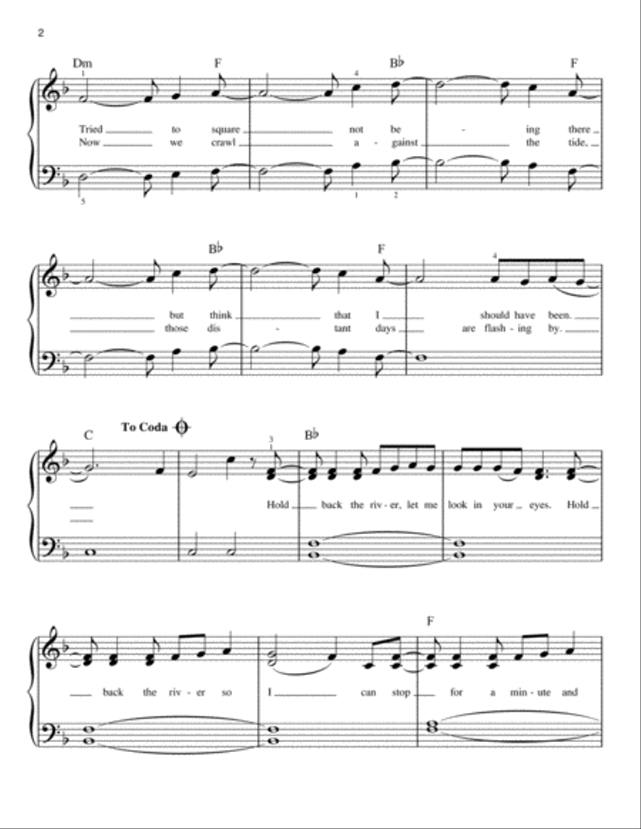 Hold Back The River Easy Piano scores gallery preview page 2