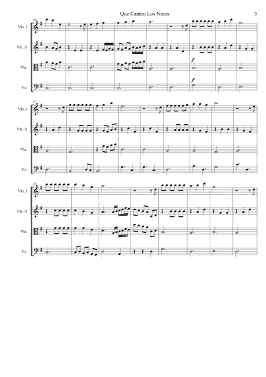 Que Canten Los Ninos Que Canten Los Ninos String Quartet scores gallery preview page 5