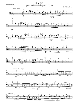 Gabriel Fauré - Elégie Op.24 - For Violoncello Solo Original With Fingered