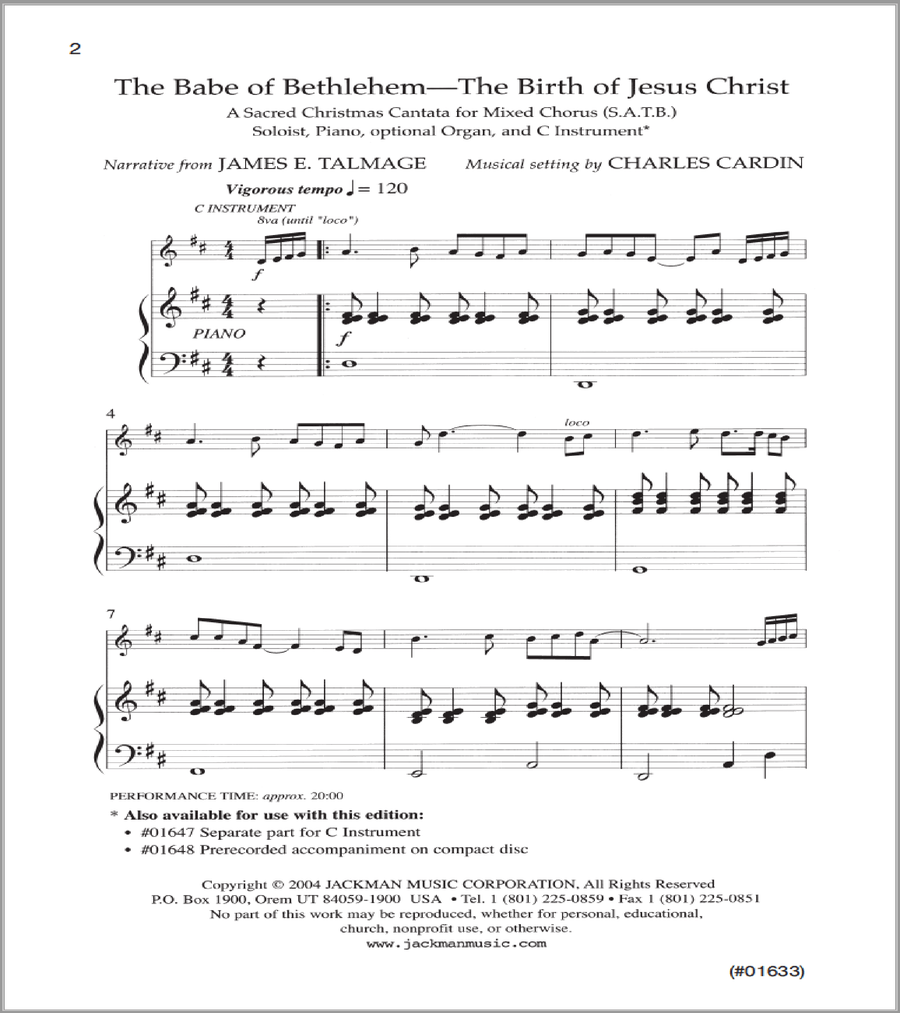 Babe Of Bethlehem - The Birth of Jesus Christ - Cantata 4-Part scores gallery preview page 2