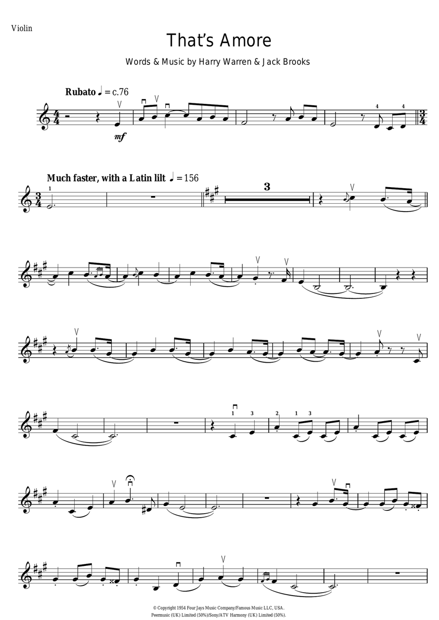 That's Amore That's Amore Violin Solo scores gallery preview page 1