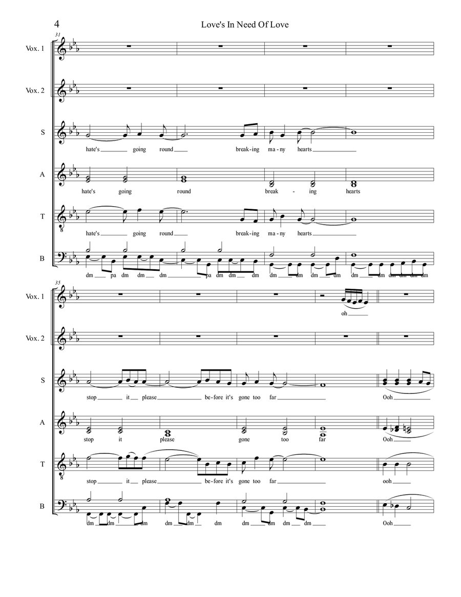 Love's In Need Of Love Today 4-Part scores gallery preview page 4
