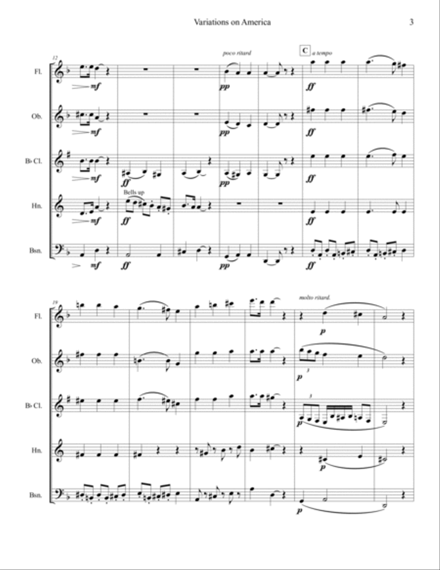 Variations on America Woodwind Quintet scores gallery preview page 3