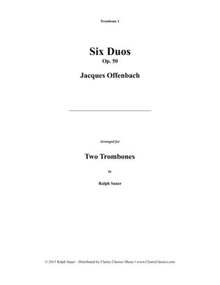 Book cover for Six Duos, Opus 50 for Trombones
