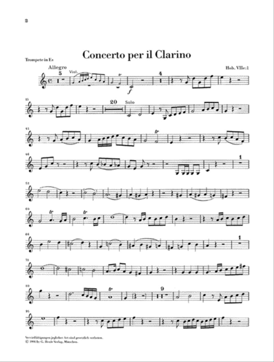 Concerto for Trumpet and Orchestra in E-Flat Major Hob.VIIe:1