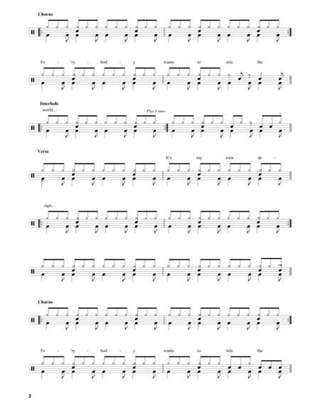 Everybody Wants to Rule the World - Tears for Fears (Drums) Sheet music for  Drum group (Solo)