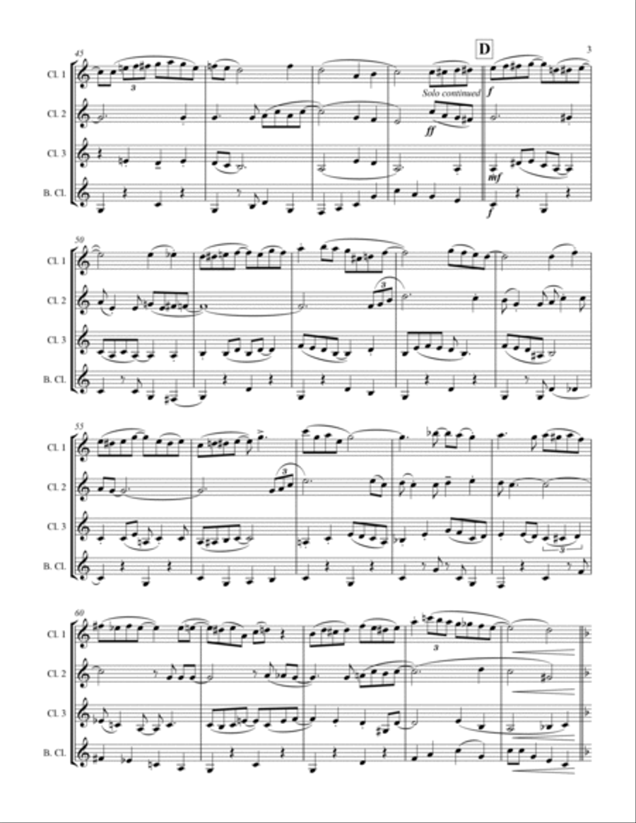 A Closer Walk With Thee (for Clarinet Quartet) Clarinet Quartet scores gallery preview page 4