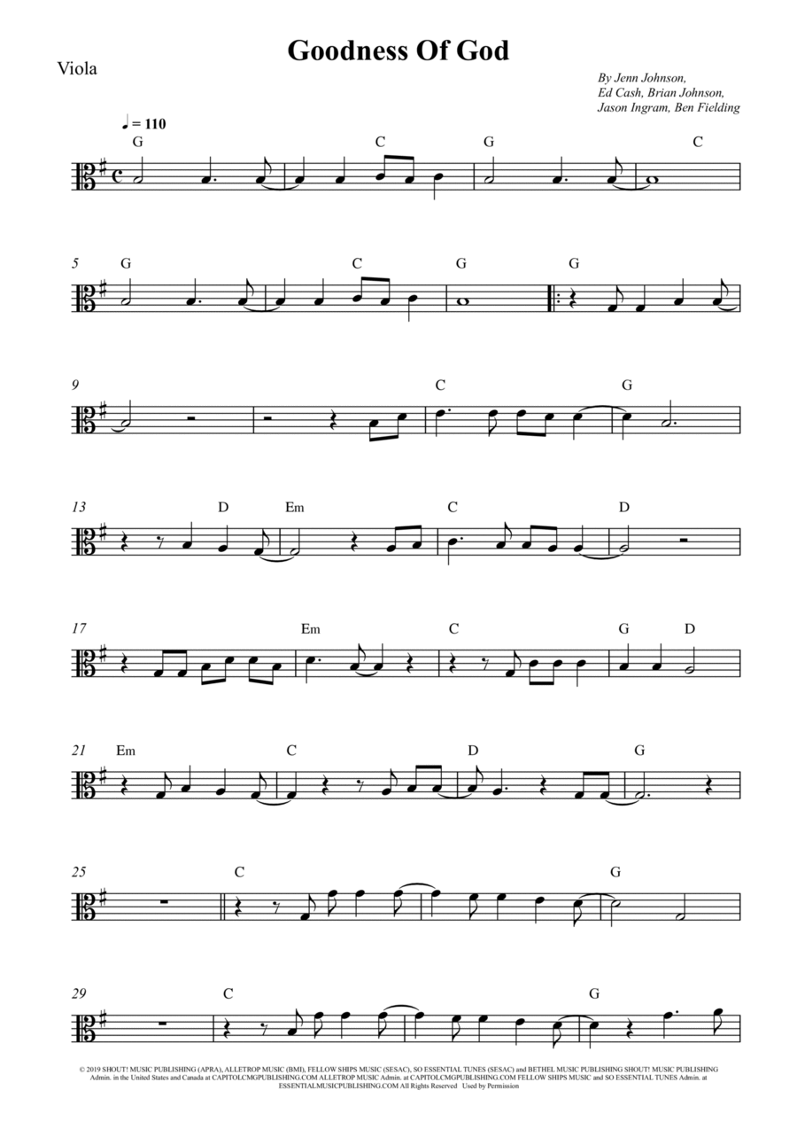 Goodness Of God Goodness Of God Viola Solo scores gallery preview page 1