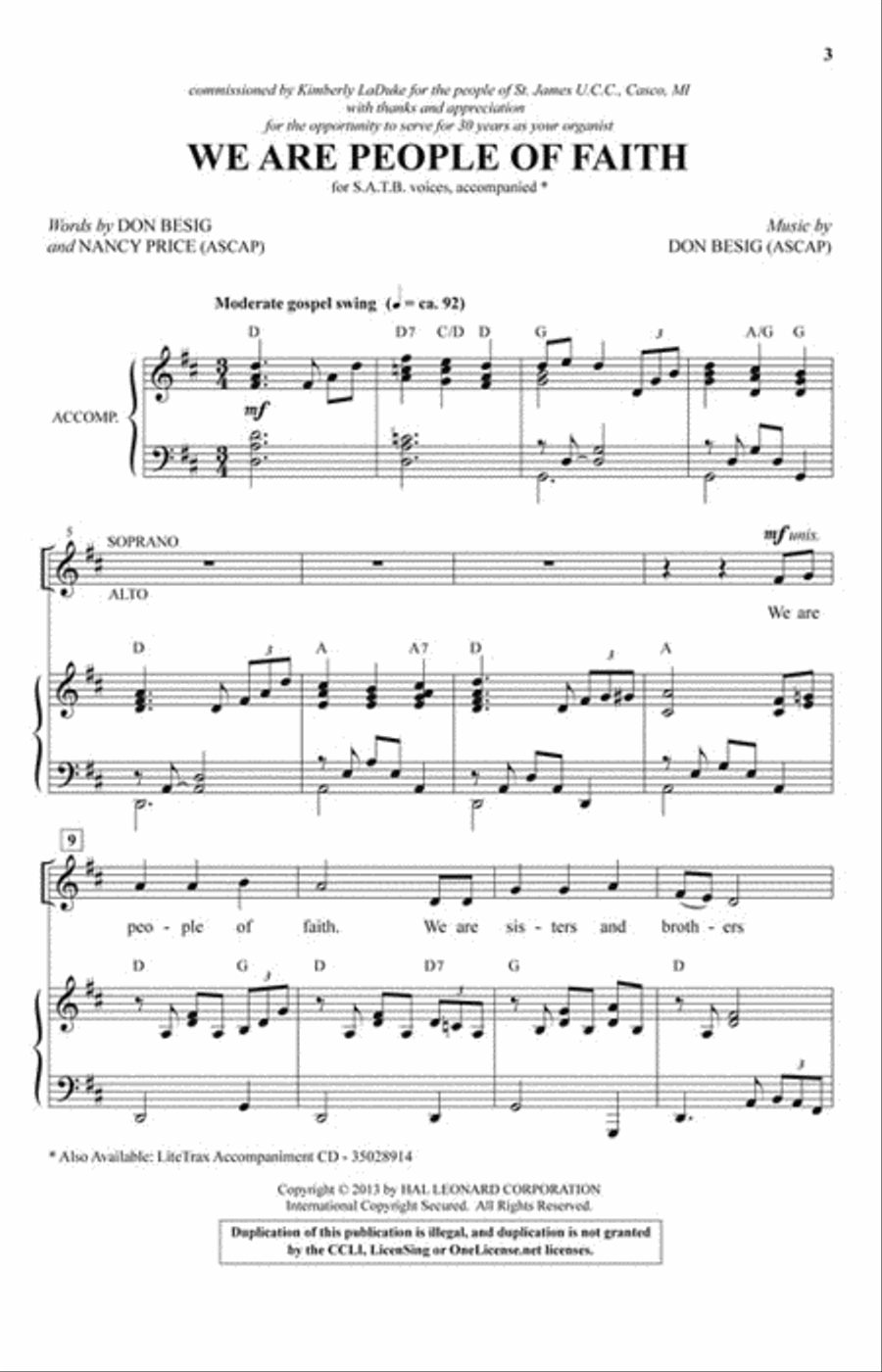 We Are People of Faith We Are People of Faith 4-Part scores gallery preview page 2